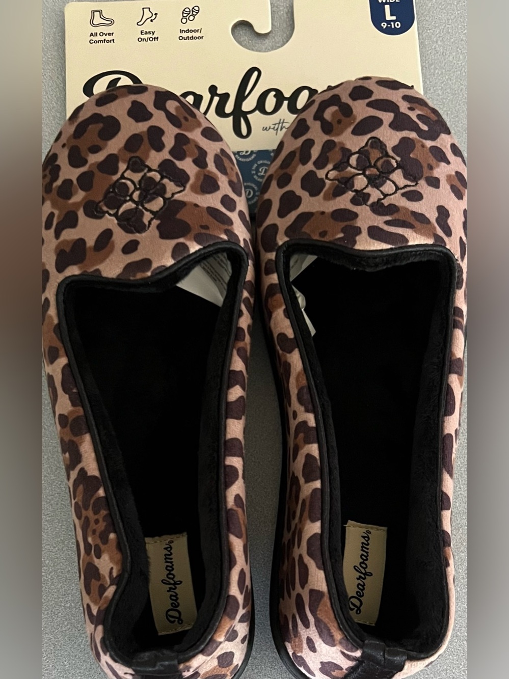 Dearfoams Women Microfiber Velour Rebecca Indoor/Outdoor Slipper Large Wide NWT